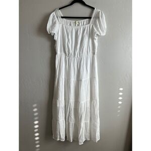 White‎ Flowy Cottage Core Maxi Dress